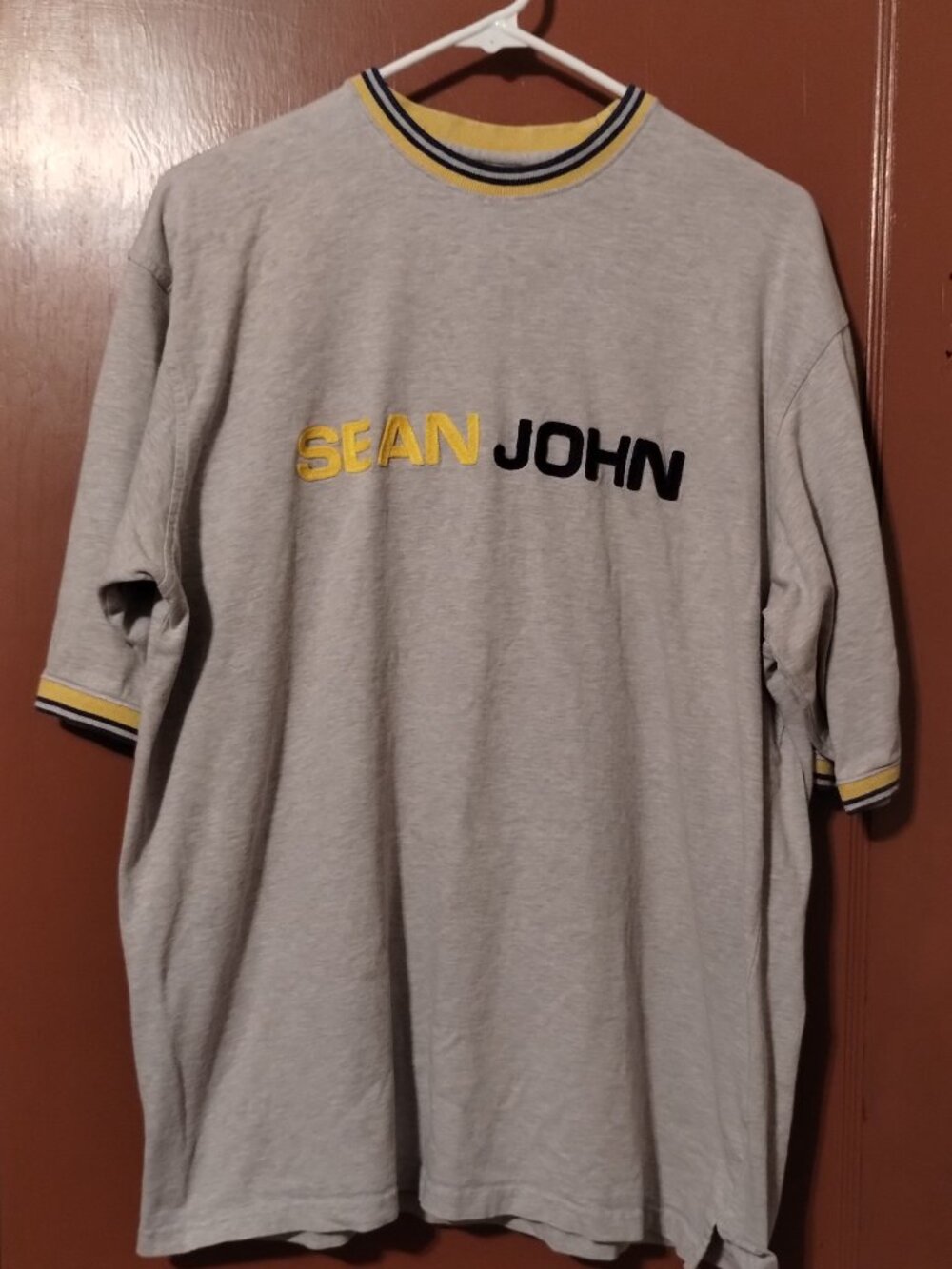 Sean John Cotton Blend T-Shirt Gray Short Sleeve - Large